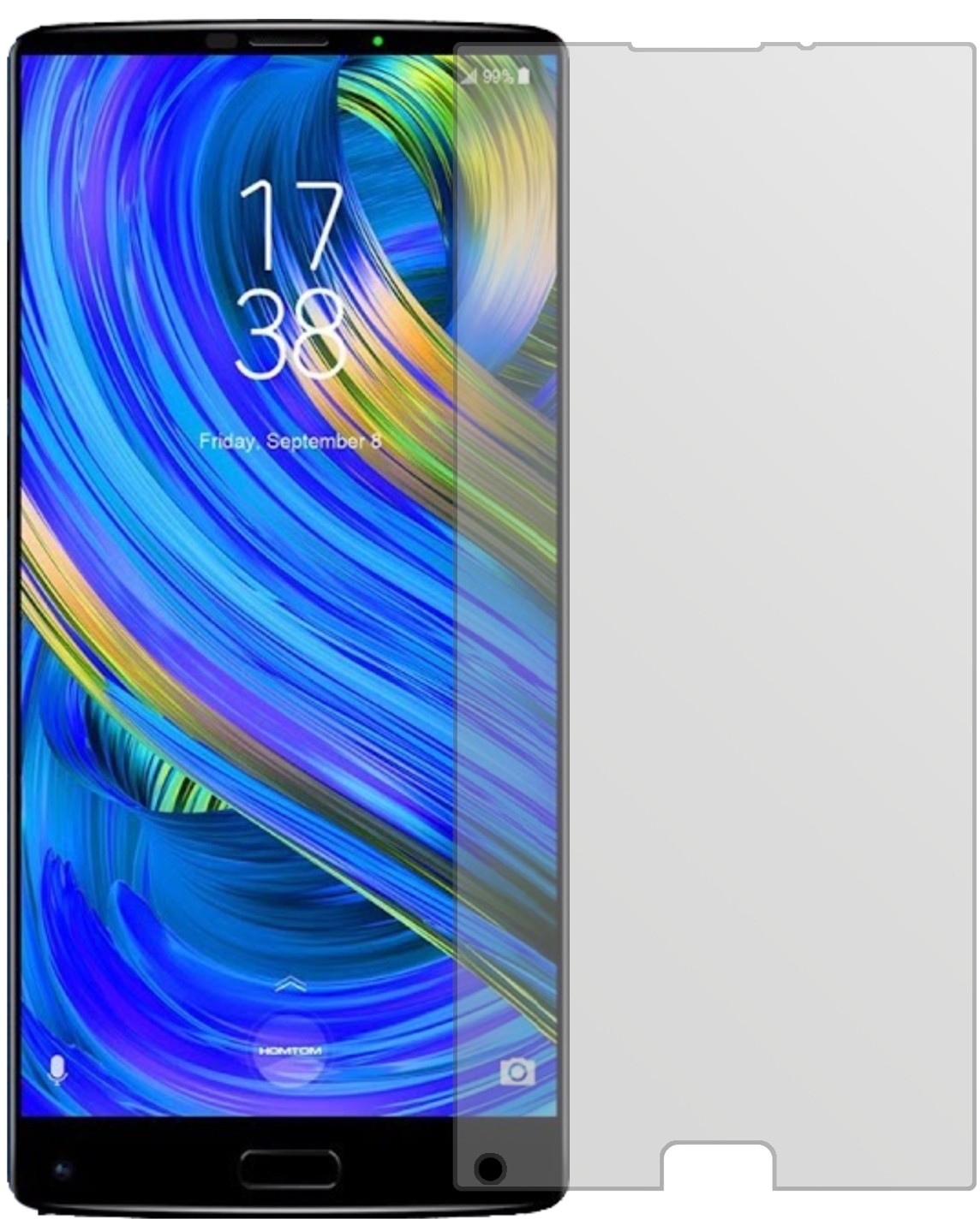 HOMTOMS9 Plus mit aufgebrachter dipos Displayschutzfolie, die lästige Fingerabdrücke minimiert