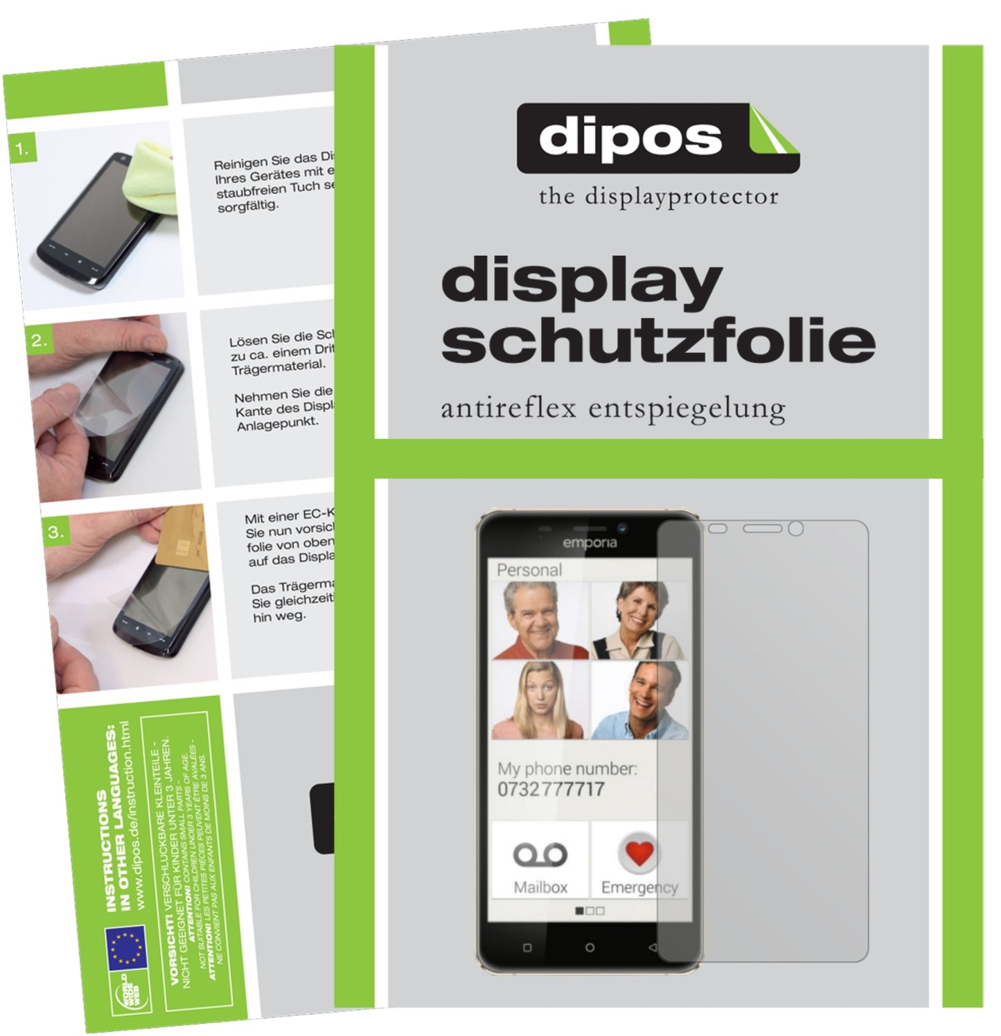 Matte Displayschutzfolie von dipos passend für Emporia SMART.2, präziser Zuschnitt und blasenfrei montiert