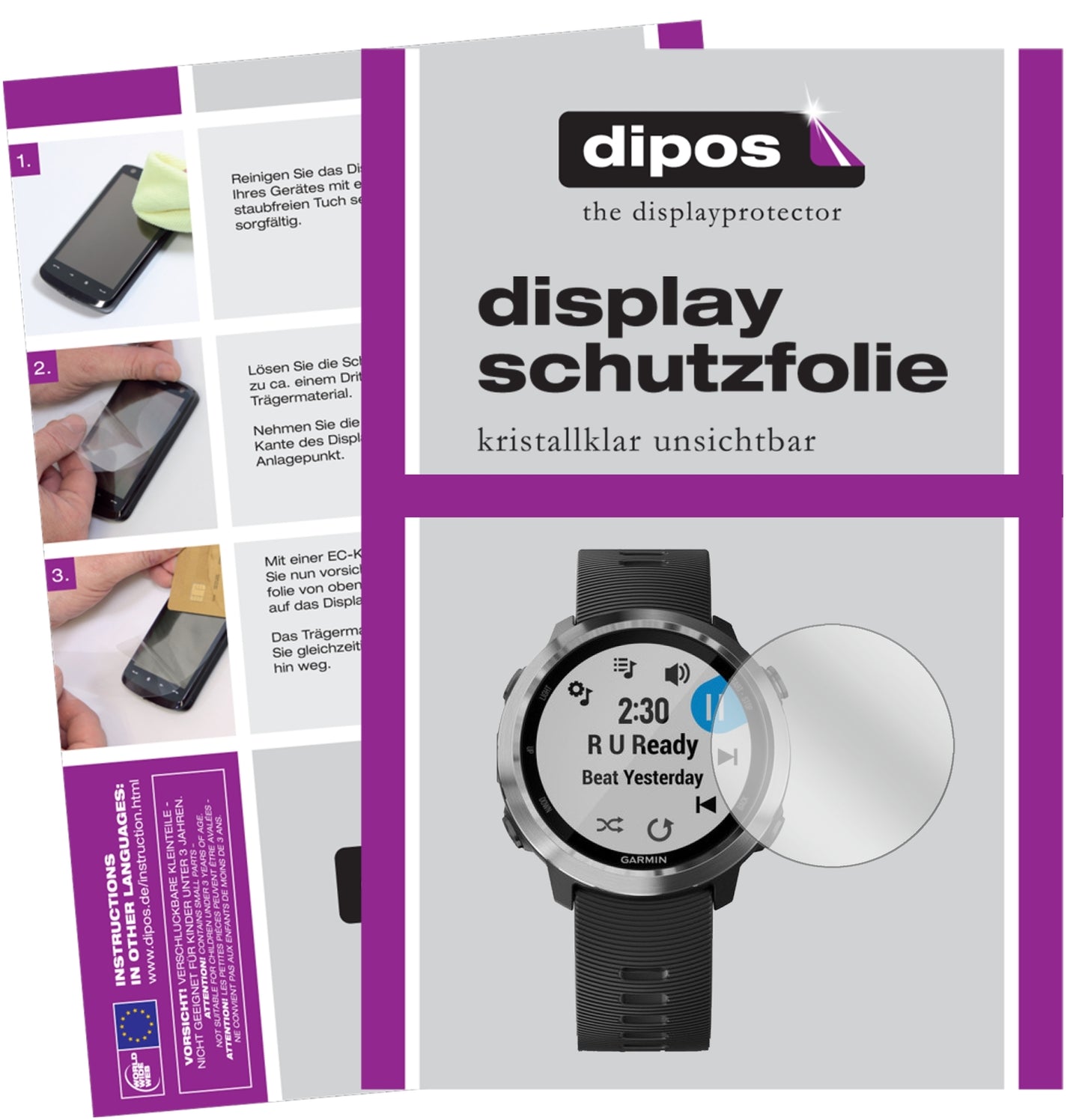 6x Schutzfolie klar für Garmin Forerunner 645 Music Display-Schutzfolie