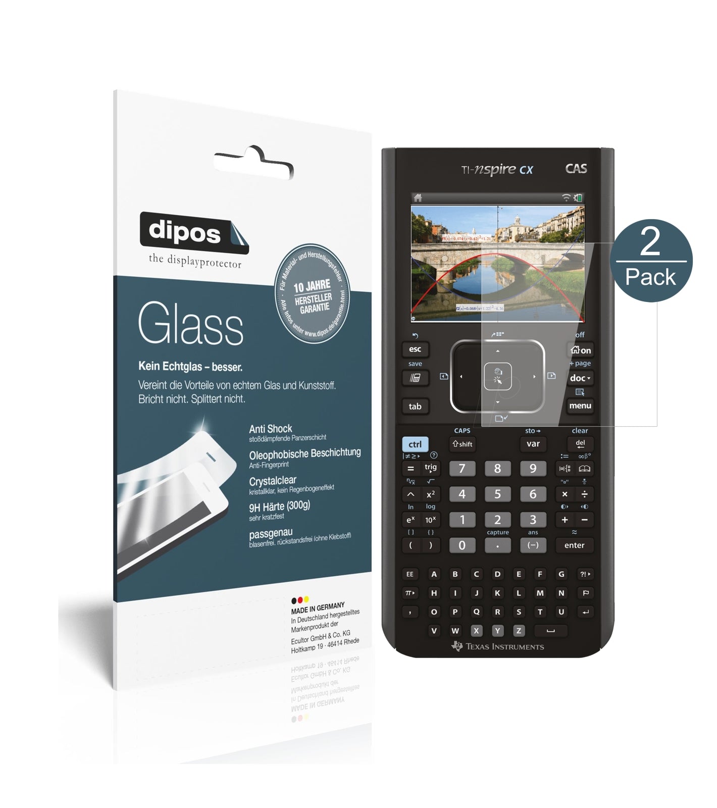 2x 9H Schutzfolie für Texas Instruments TI Nspire CX CAS Taschenrechner Panzerfolie