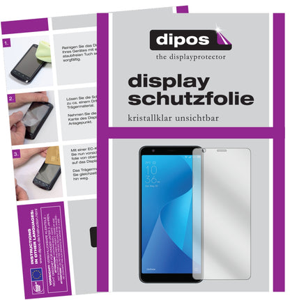Klare Displayschutzfolie von dipos passend für Asus ZenFone Max Plus M1 (ZB570TL), präziser Zuschnitt und blasenfrei montiert