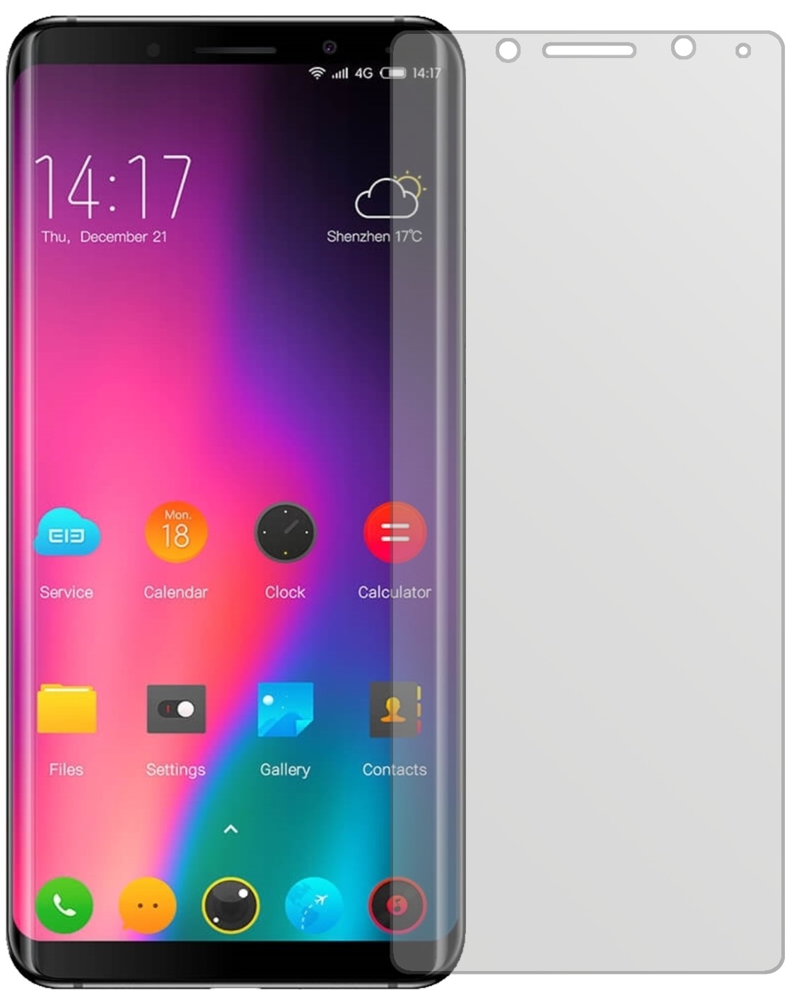 ElephoneU Pro mit aufgebrachter dipos Displayschutzfolie, die lästige Fingerabdrücke minimiert
