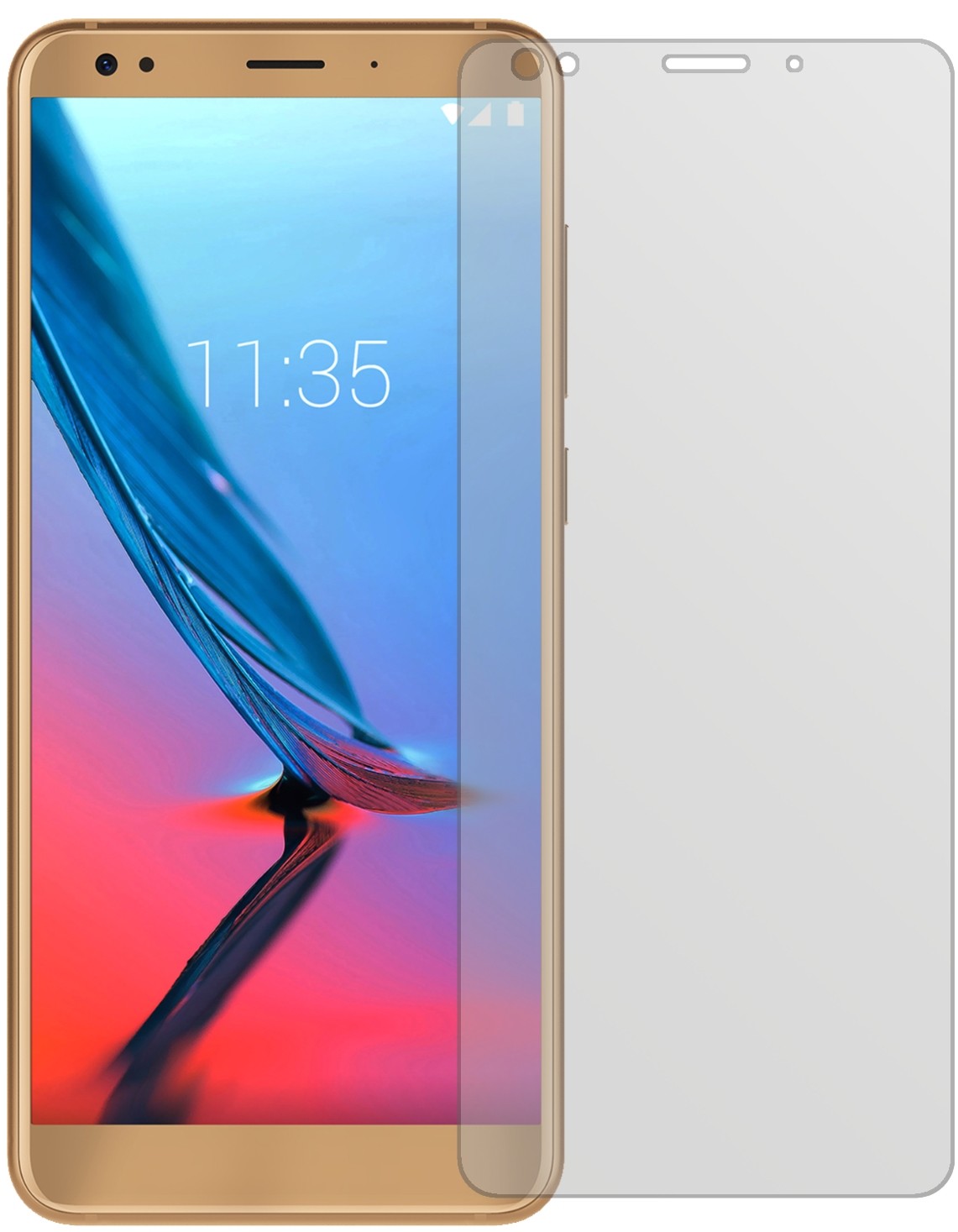ZTEBlade V9 mit aufgebrachter dipos Displayschutzfolie, die lästige Fingerabdrücke minimiert