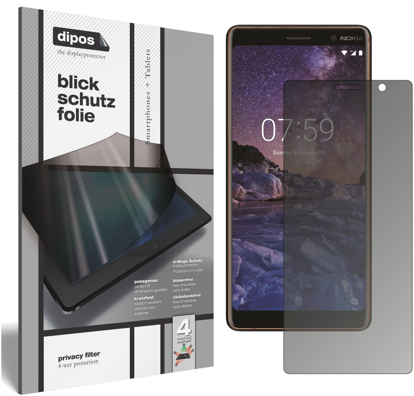 Blickschutzfolie für Nokia 7 Plus matt Schutzfolie Privacy