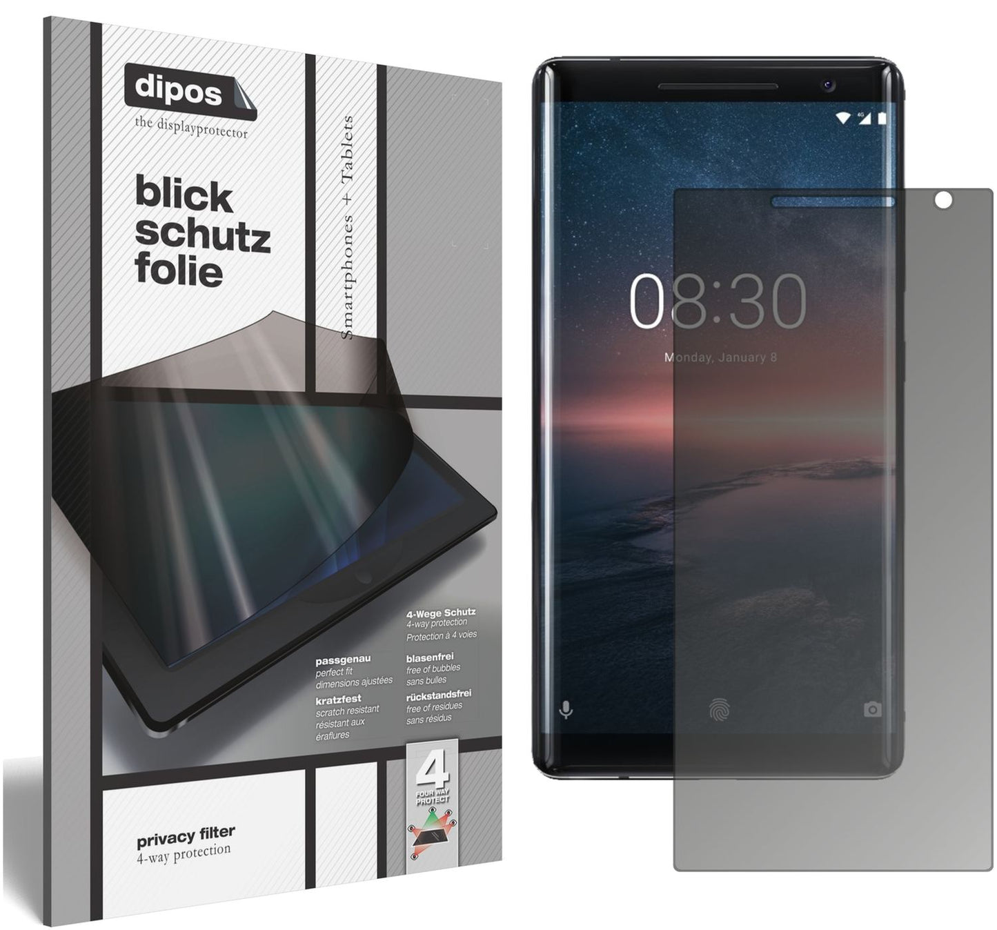 dipos Privacy Screen Protector for Nokia 8 Sirocco