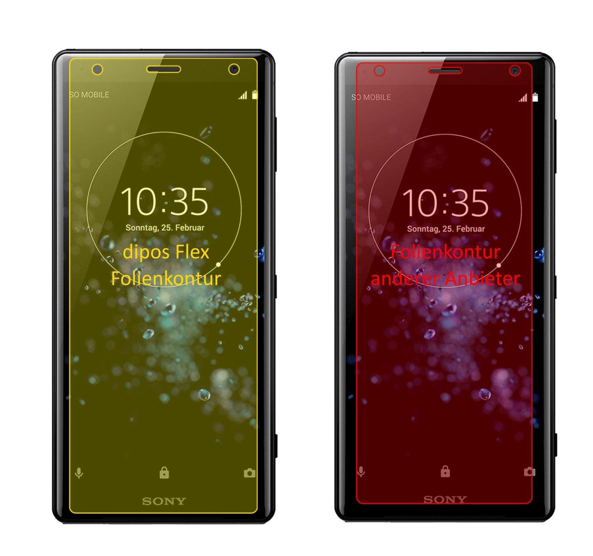 3x Screen Protector for Sony Xperia XZ2 Protective Film covers 100% dipos Flex