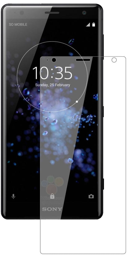 SonyXperia XZ2 Premium mit aufgebrachter dipos Displayschutzfolie, glasklare Darstellung ohne Einschränkungen