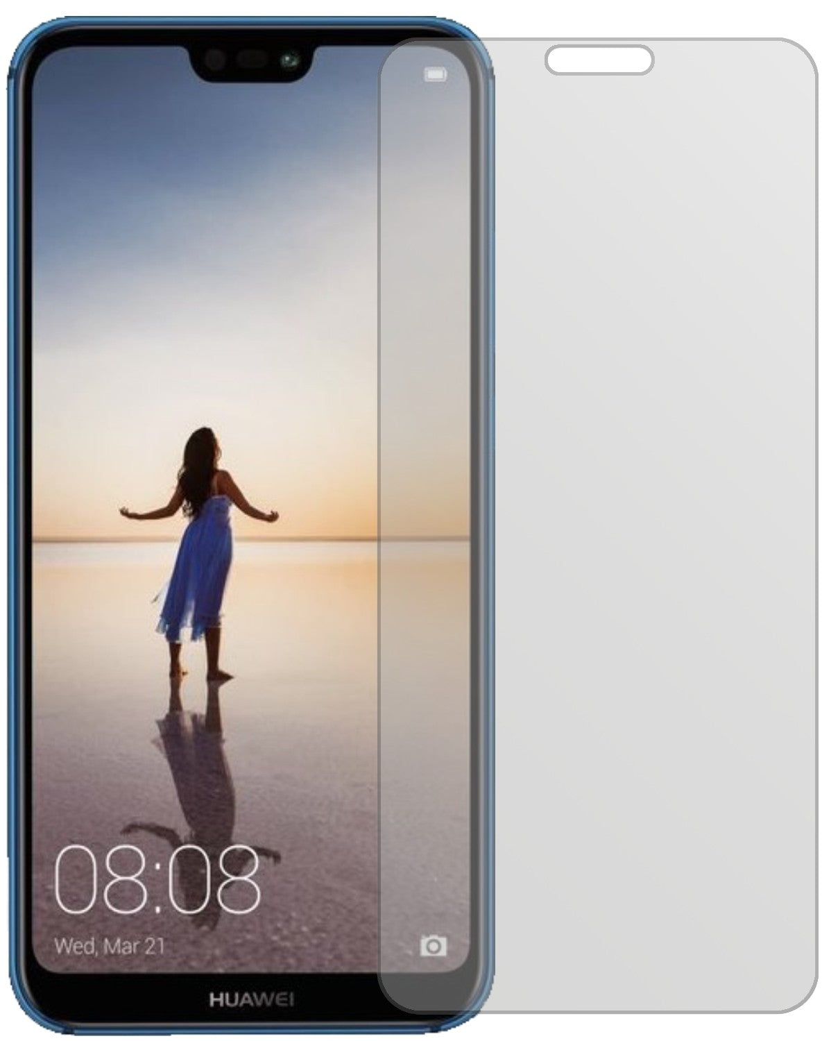 HuaweiP20 Lite mit aufgebrachter dipos Displayschutzfolie, die lästige Fingerabdrücke minimiert