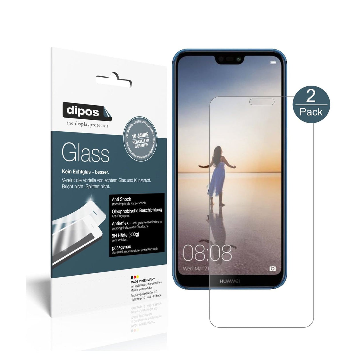 dipos 2x 9H Matte Screen Protector for Huawei P20 Lite