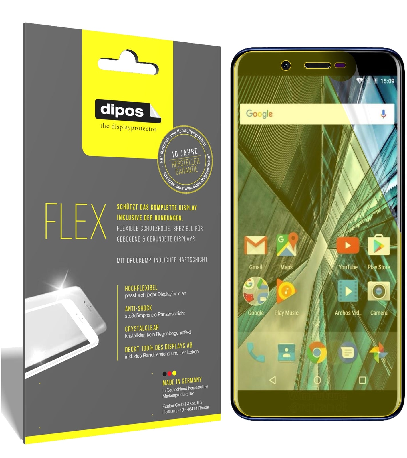 3x 3D Full Cover Schutzfolie für Archos Core 57S