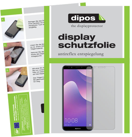 Matte Displayschutzfolie von dipos passend für Huawei Y7 Prime (2018), präziser Zuschnitt und blasenfrei montiert