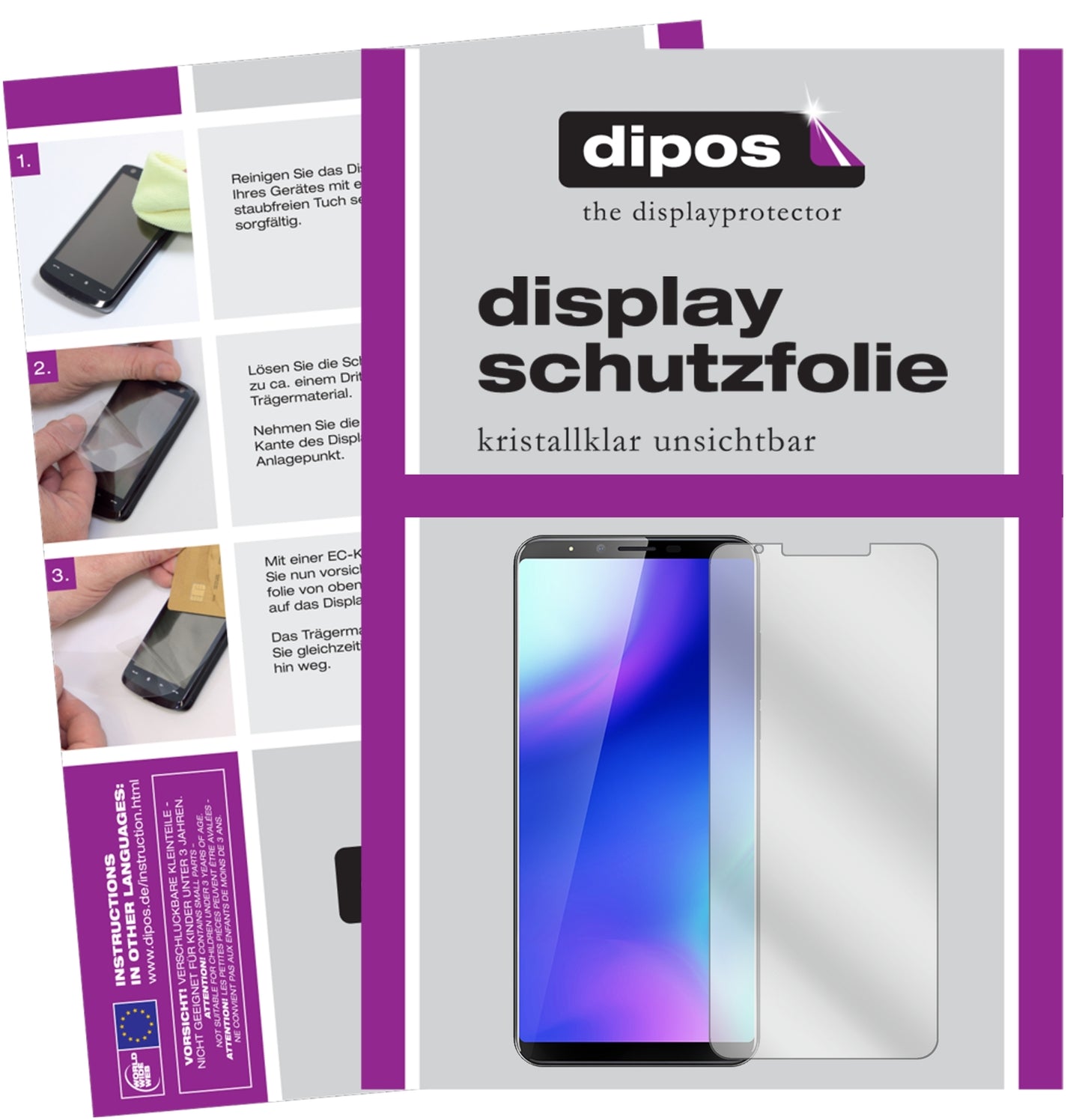 Klare Displayschutzfolie von dipos passend für Cubot X18 Plus, präziser Zuschnitt und blasenfrei montiert
