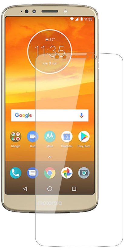 MotorolaMoto E5 Plus mit aufgebrachter dipos Flex Schutzfolie, glasklare Darstellung ohne Einschränkungen