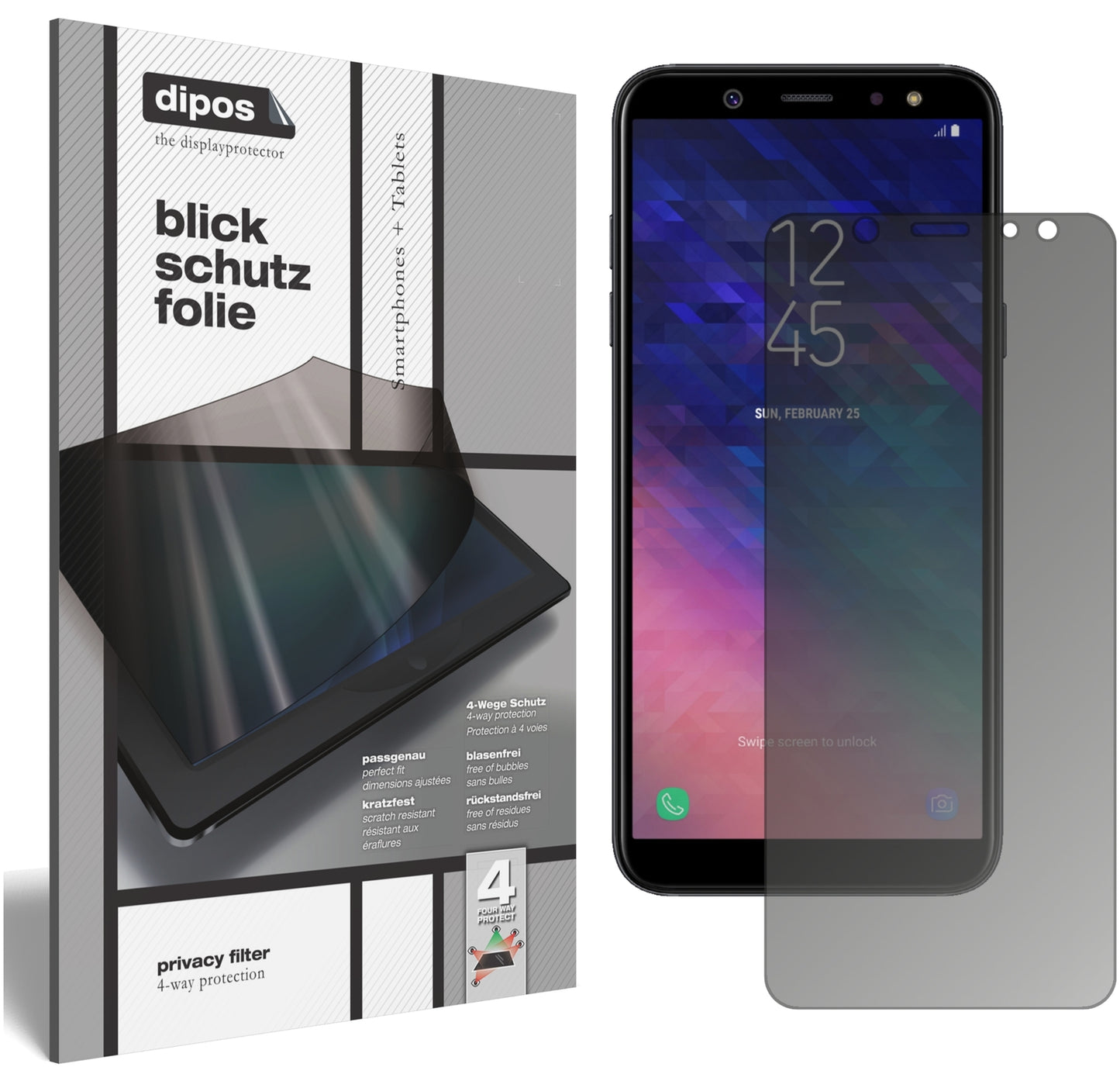 Blickschutzfolie für Samsung Galaxy A6 Plus (2018) matt Schutzfolie Privacy
