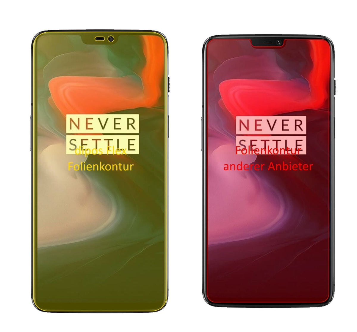 3x Screen Protector for OnePlus 6 Protective Film covers 100% dipos Flex