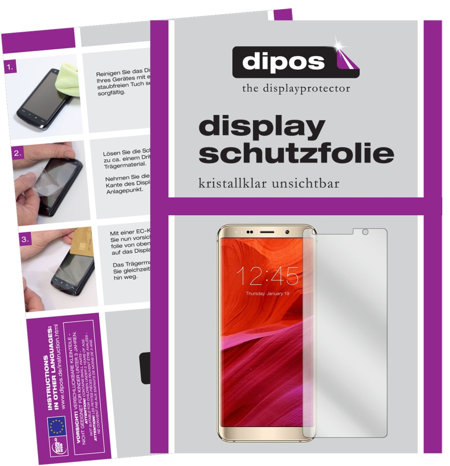 Klare Displayschutzfolie von dipos passend für Meiigoo Mate 10, präziser Zuschnitt und blasenfrei montiert