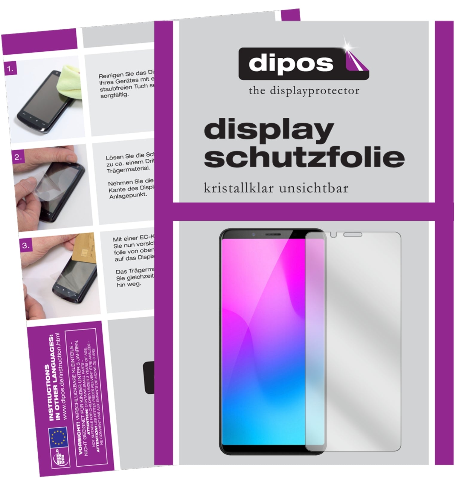 Klare Displayschutzfolie von dipos passend für Nubia Z18 Mini, präziser Zuschnitt und blasenfrei montiert