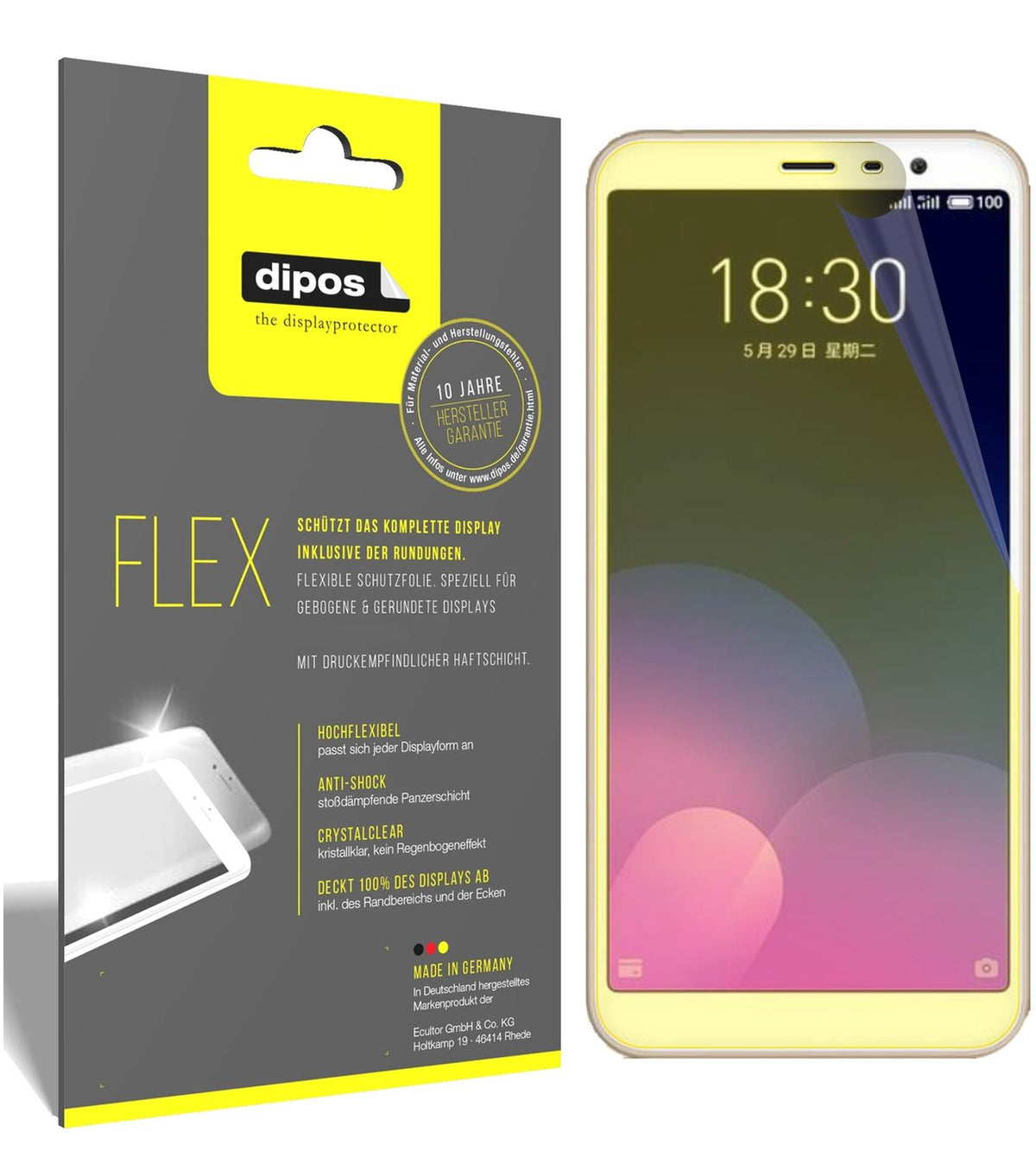 3x Screen Protector for Meizu M6T Protective Film covers 100% dipos Flex
