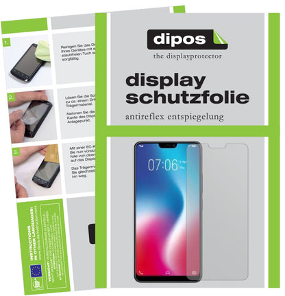 Matte Displayschutzfolie von dipos passend für Vivo Y85, präziser Zuschnitt und blasenfrei montiert