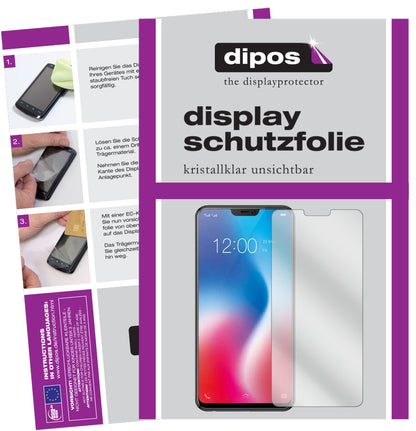 Klare Displayschutzfolie von dipos passend für Vivo V9, präziser Zuschnitt und blasenfrei montiert