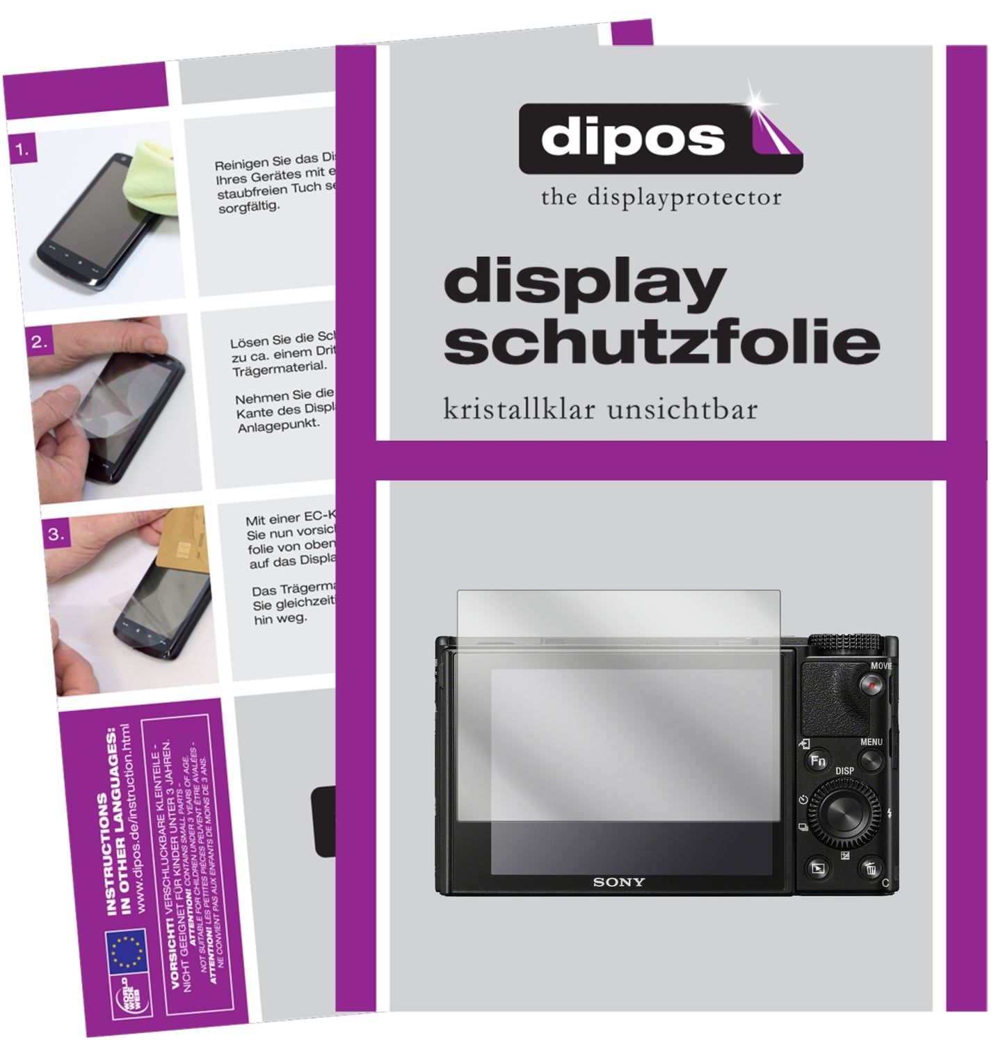 6x Schutzfolie klar für Sony DSC-RX100 VI Display-Schutzfolie