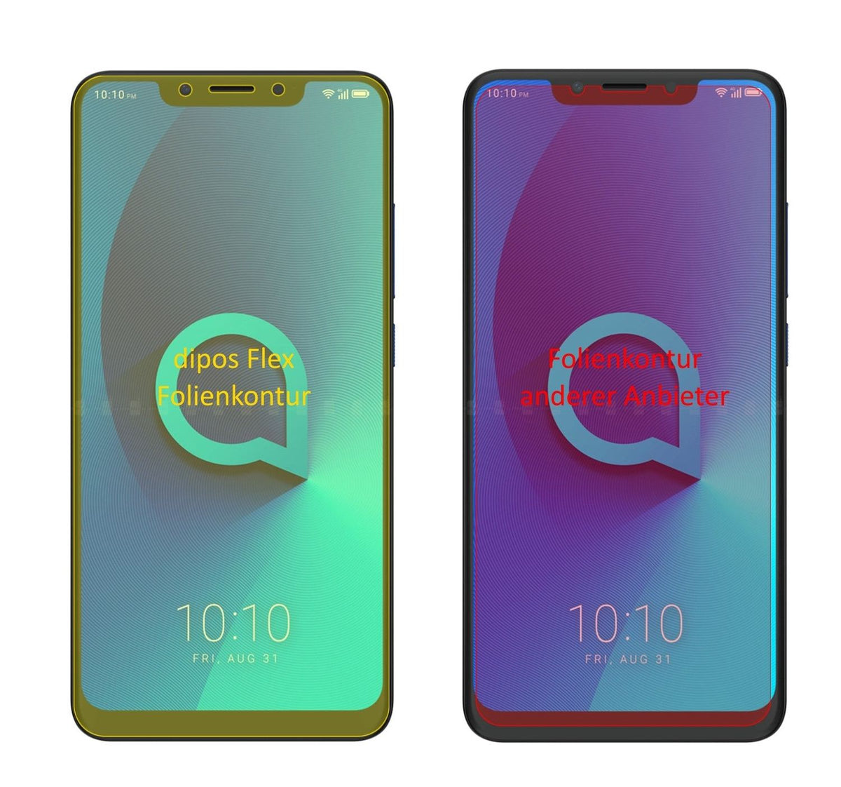 3x Full Cover Screen Protector for Alcatel 5V – Covers Curved Edges | dipos