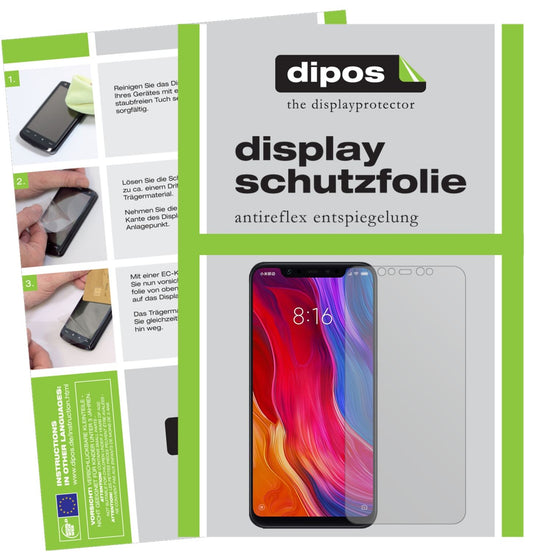 Matte Displayschutzfolie von dipos passend für Xiaomi Mi 8 Explorer, präziser Zuschnitt und blasenfrei montiert