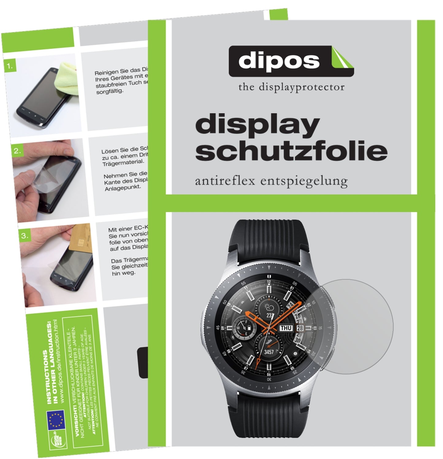 Matte Displayschutzfolie von dipos passend für Samsung Galaxy Watch 46mm, präziser Zuschnitt und blasenfrei montiert