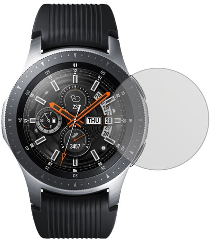 SamsungGalaxy Watch 46mm mit aufgebrachter dipos Displayschutzfolie, die lästige Fingerabdrücke minimiert