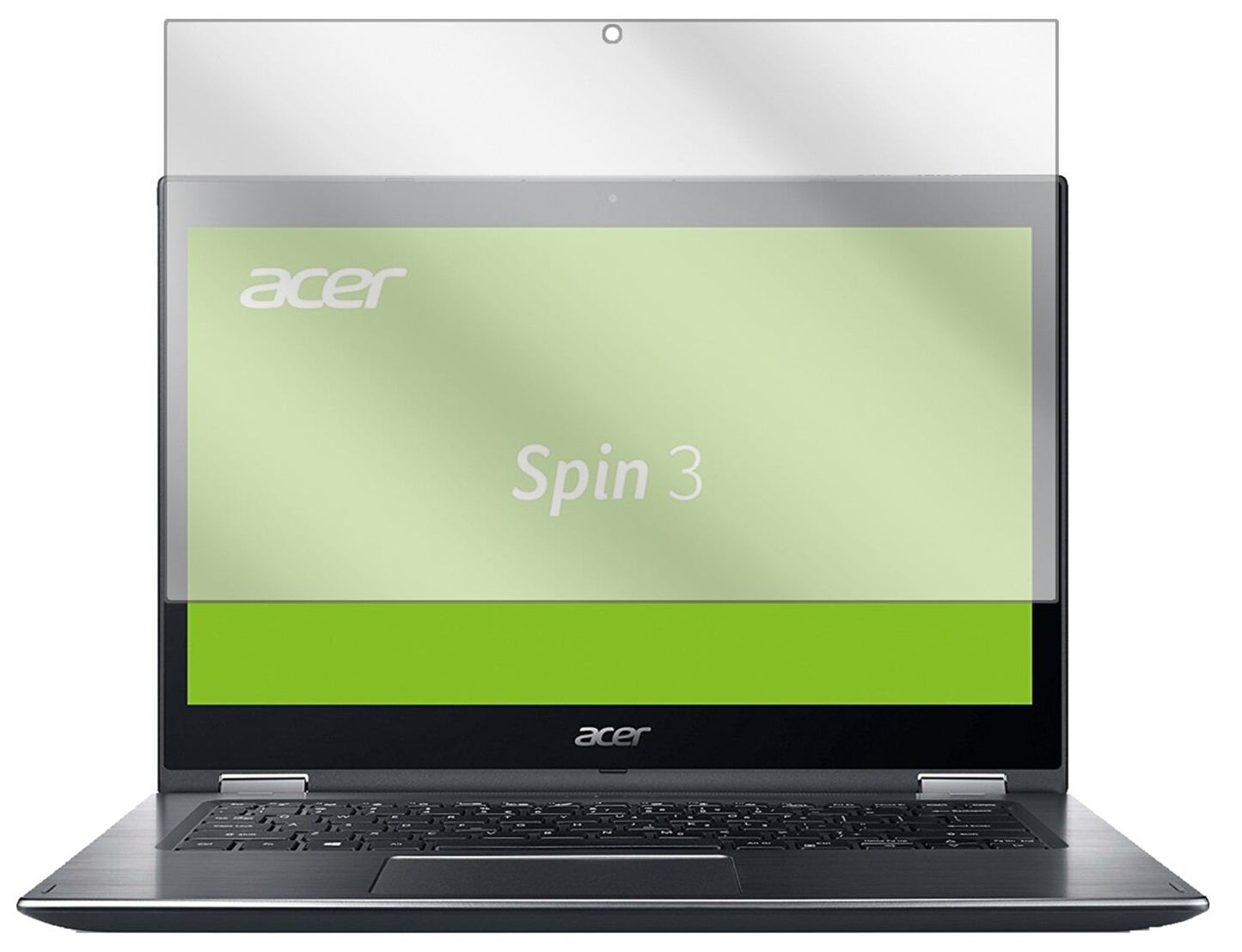 AcerSpin 3 SP314-51-P0WG mit aufgebrachter dipos Displayschutzfolie, glasklare Darstellung ohne Einschränkungen