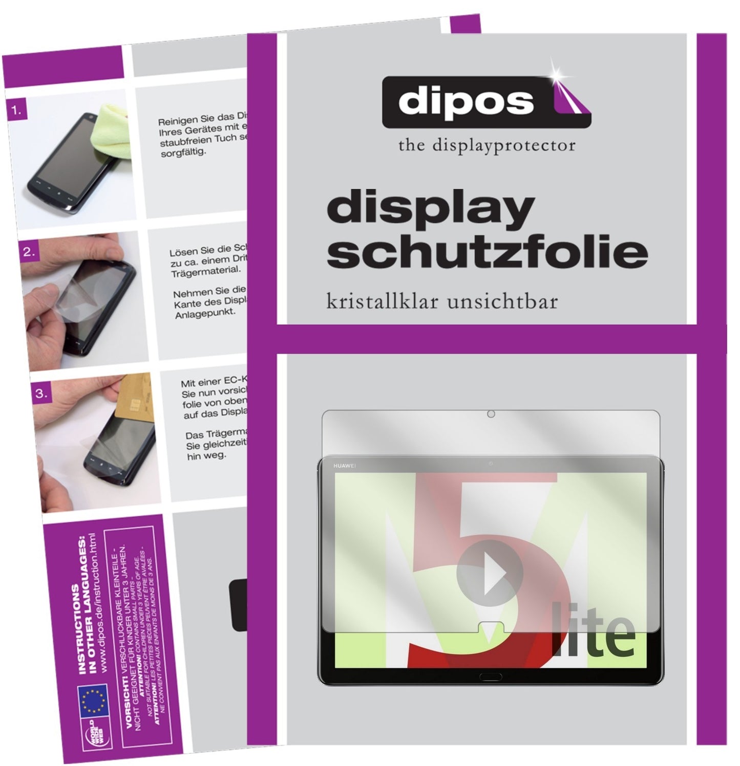 2x Schutzfolie klar für Huawei MediaPad M5 Lite Display-Schutzfolie