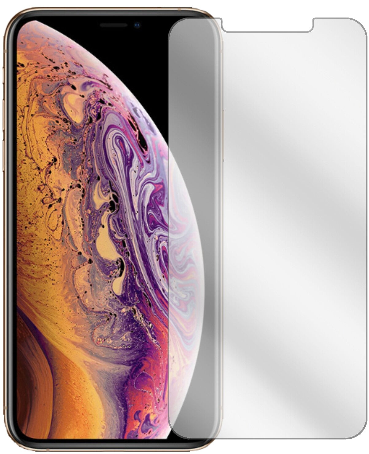 AppleiPhone XS mit aufgebrachter dipos Displayschutzfolie, glasklare Darstellung ohne Einschränkungen