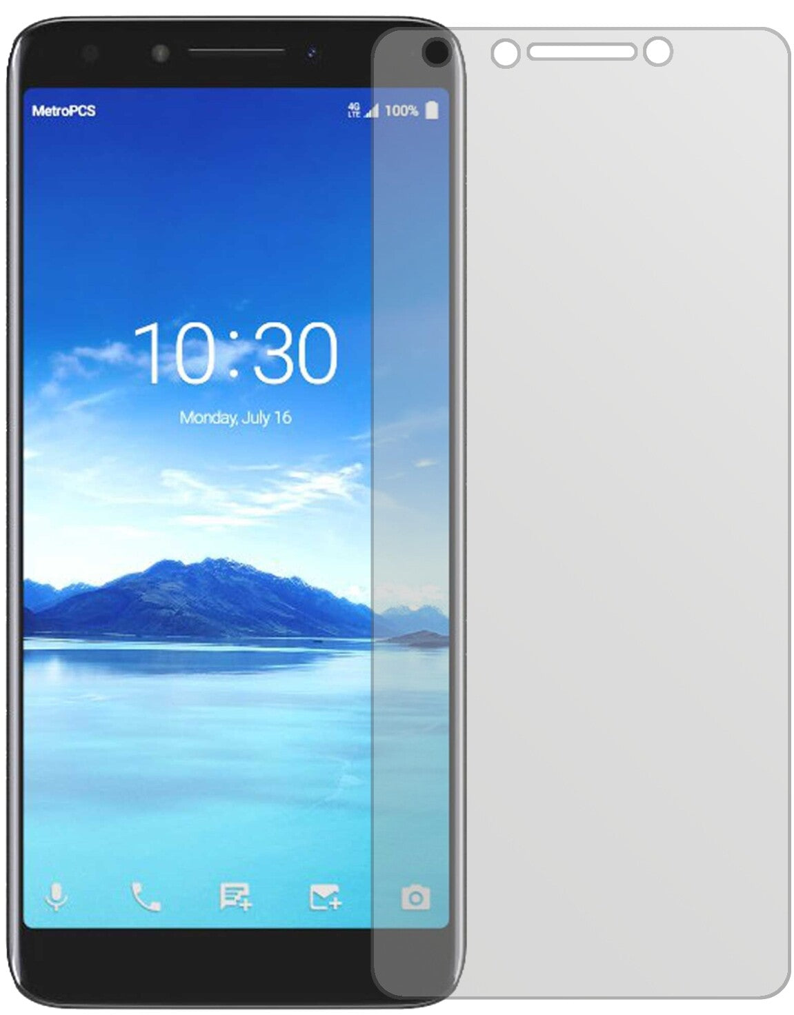 Alcatel7 mit aufgebrachter dipos Displayschutzfolie, die lästige Fingerabdrücke minimiert