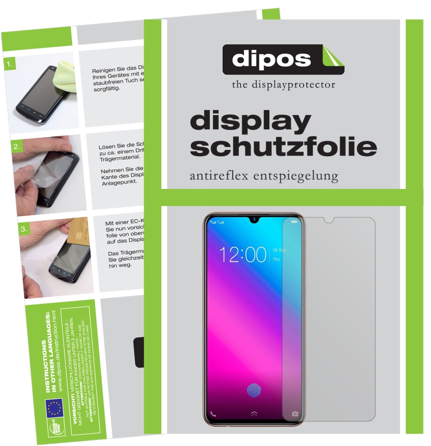 Matte Displayschutzfolie von dipos passend für Vivo V11, präziser Zuschnitt und blasenfrei montiert