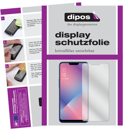 Klare Displayschutzfolie von dipos passend für Oppo R15 Neo, präziser Zuschnitt und blasenfrei montiert