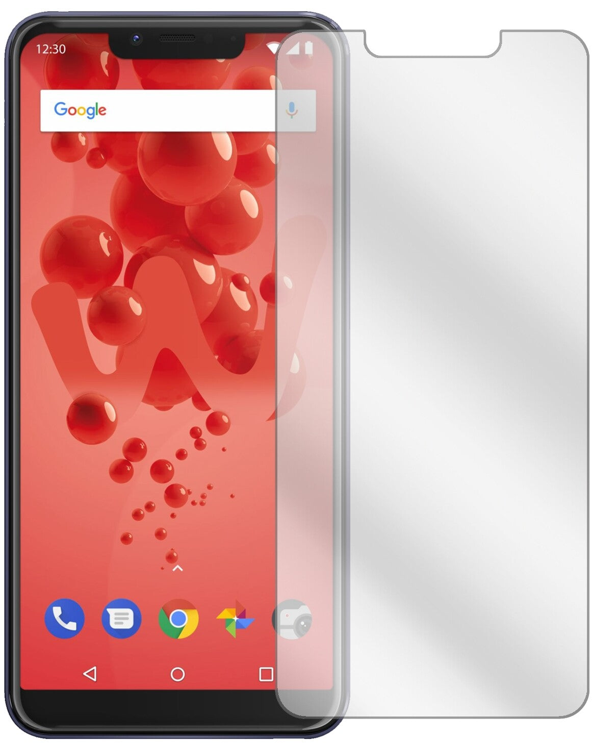WikoView2 Plus mit aufgebrachter dipos Displayschutzfolie, glasklare Darstellung ohne Einschränkungen