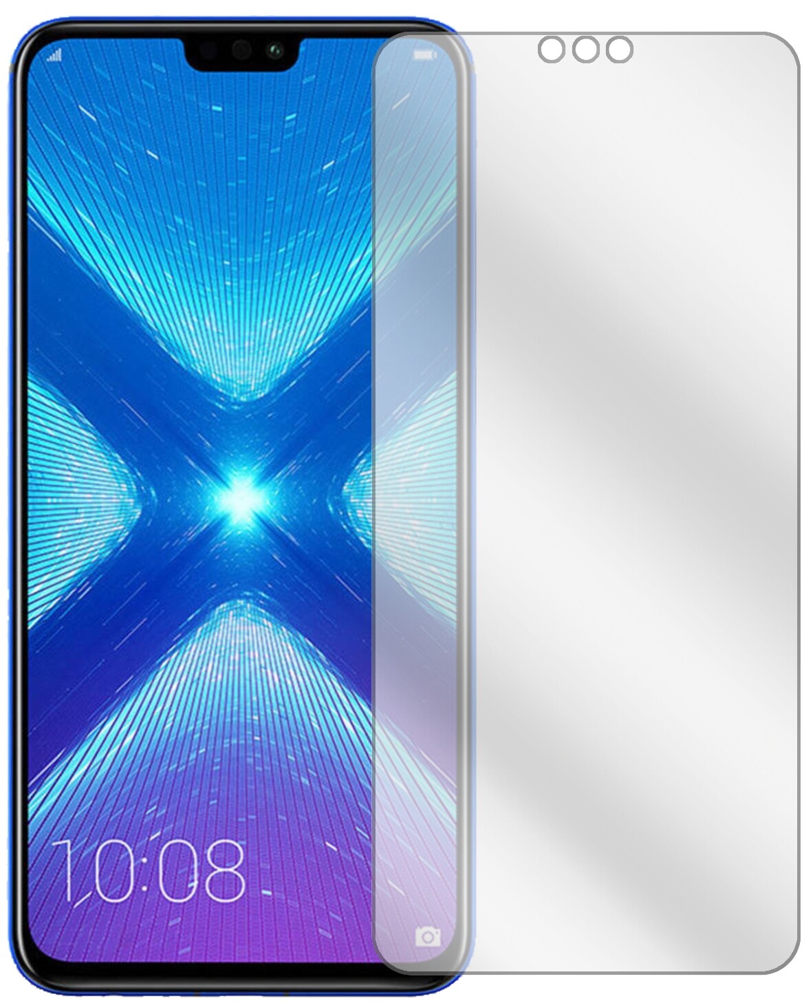 Honor8X mit aufgebrachter dipos Displayschutzfolie, glasklare Darstellung ohne Einschränkungen