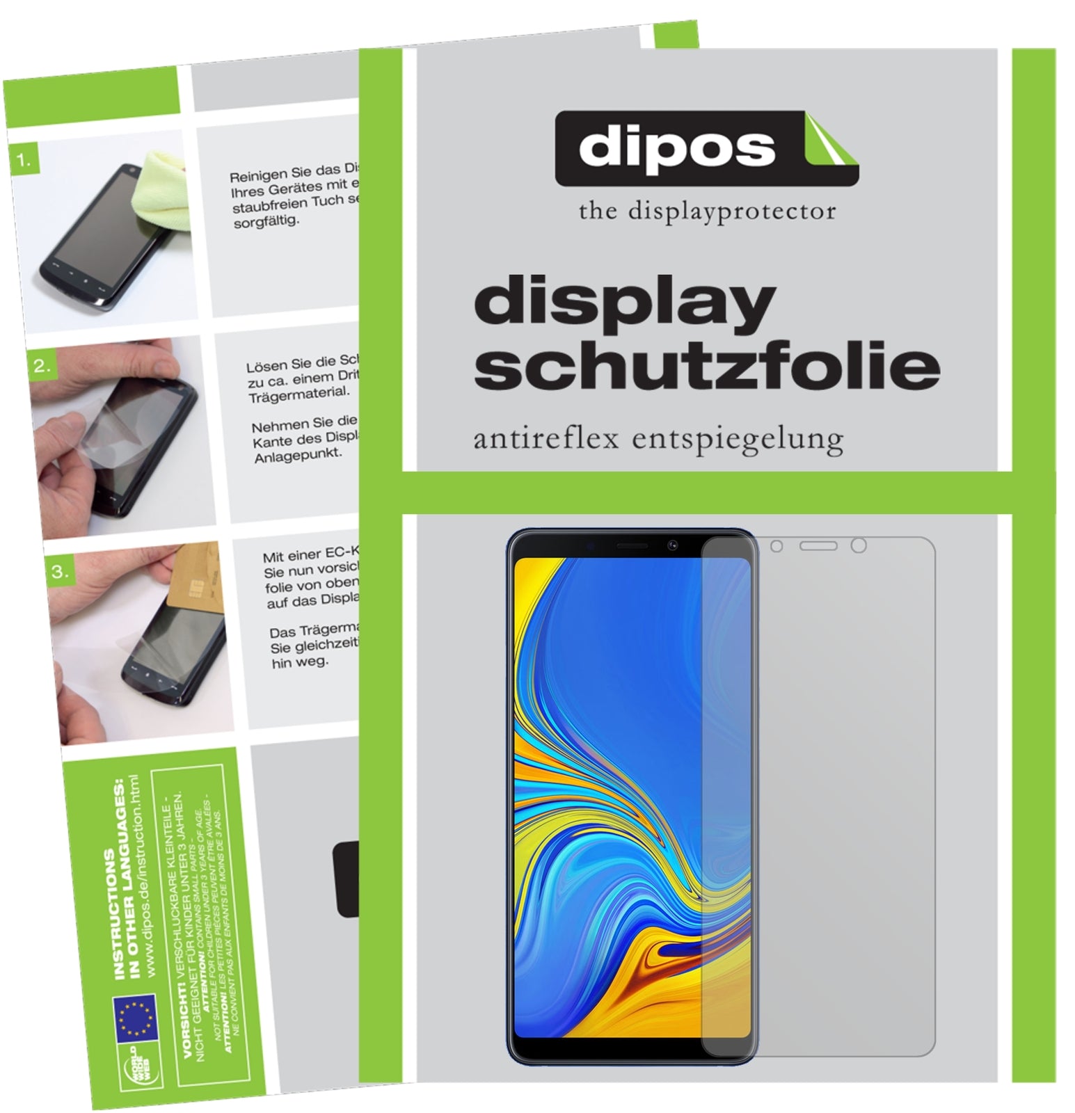 Matte Displayschutzfolie von dipos passend für Samsung Galaxy A9 (2018), präziser Zuschnitt und blasenfrei montiert