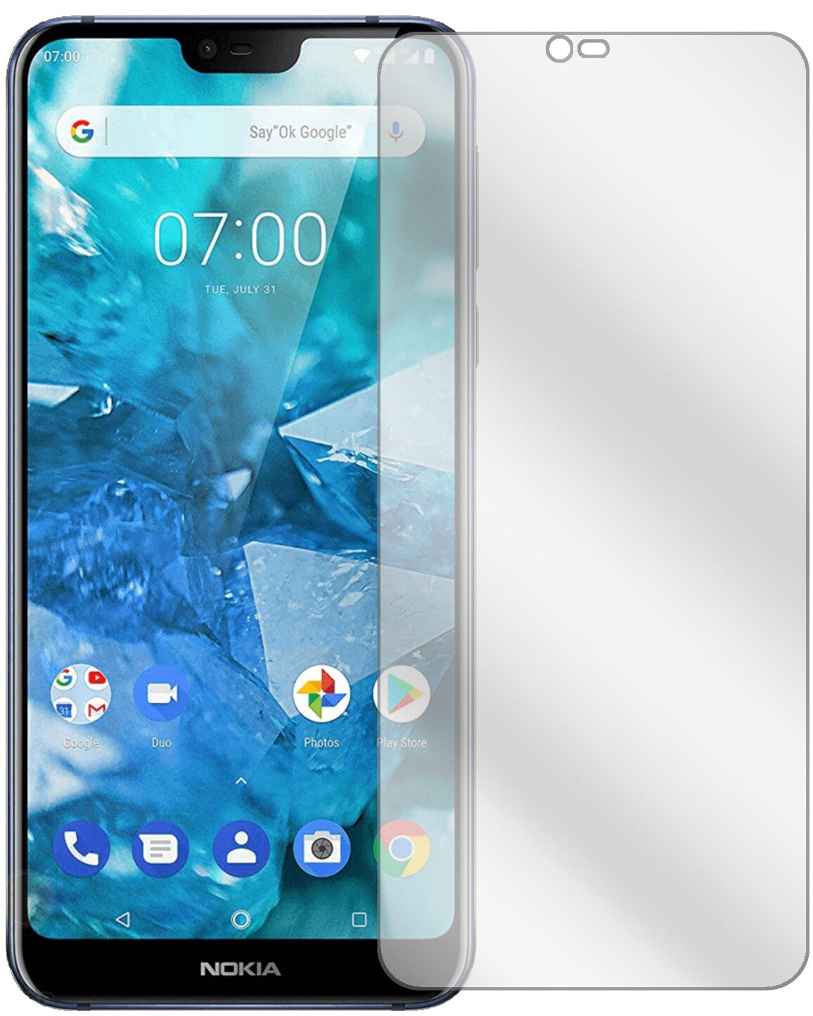 Nokia46029 mit aufgebrachter dipos Displayschutzfolie, glasklare Darstellung ohne Einschränkungen
