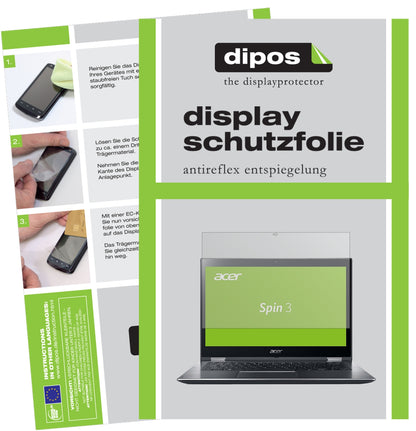 Matte Displayschutzfolie von dipos passend für Acer Spin 3 SP314-51-39U1, präziser Zuschnitt und blasenfrei montiert
