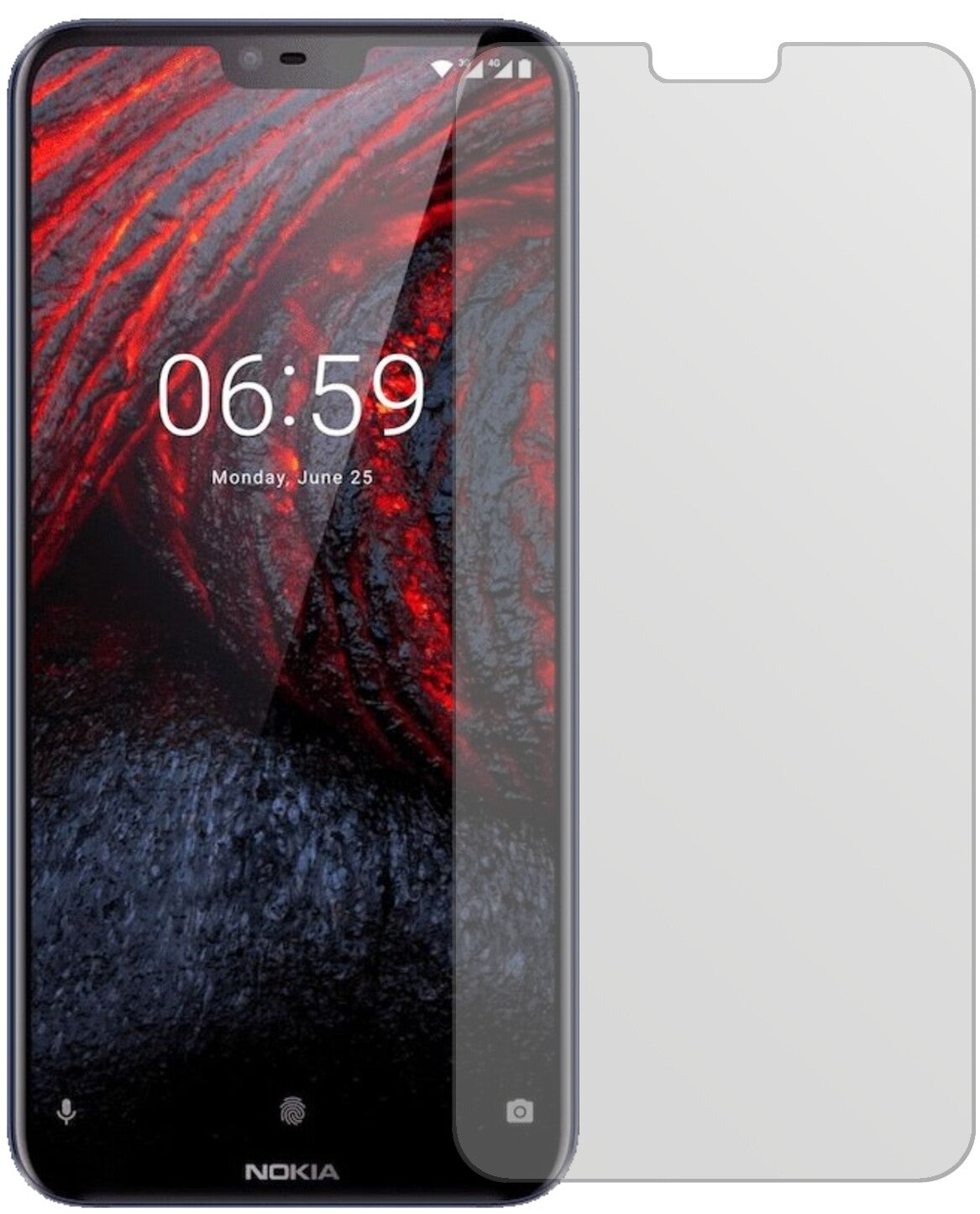 Nokia6.1 Plus mit aufgebrachter dipos Displayschutzfolie, die lästige Fingerabdrücke minimiert