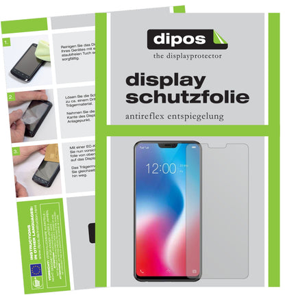 Matte Displayschutzfolie von dipos passend für Vivo V9 Pro, präziser Zuschnitt und blasenfrei montiert