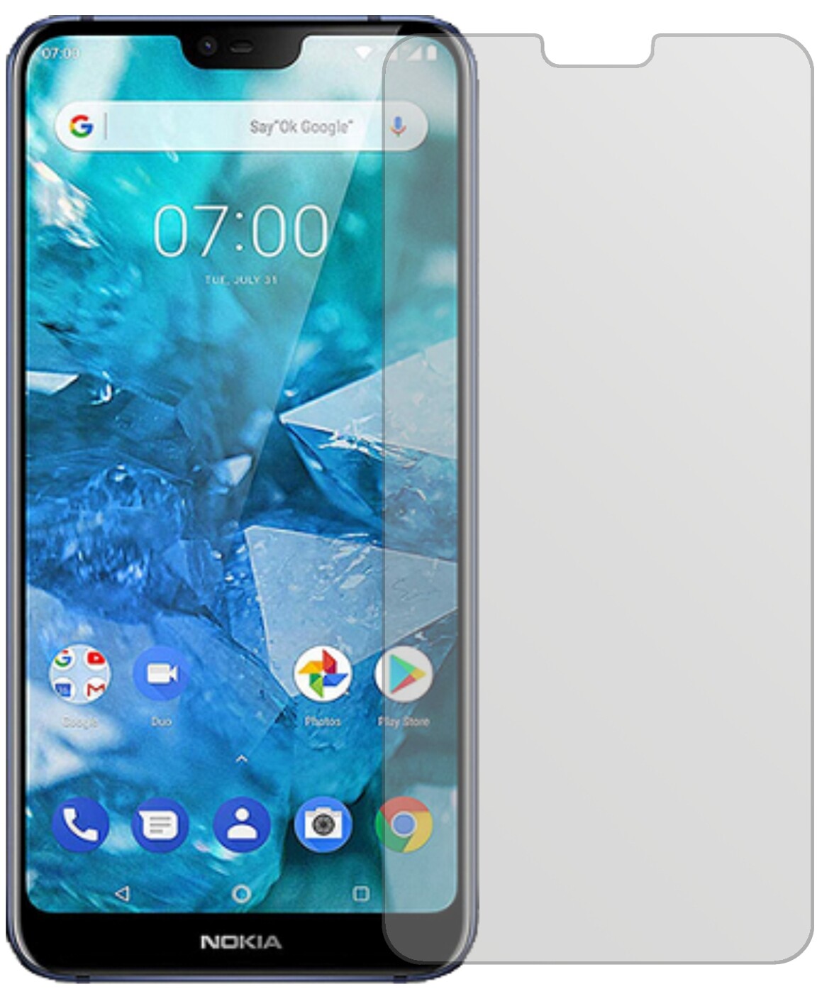 Nokia7.1 Plus mit aufgebrachter dipos Displayschutzfolie, die lästige Fingerabdrücke minimiert