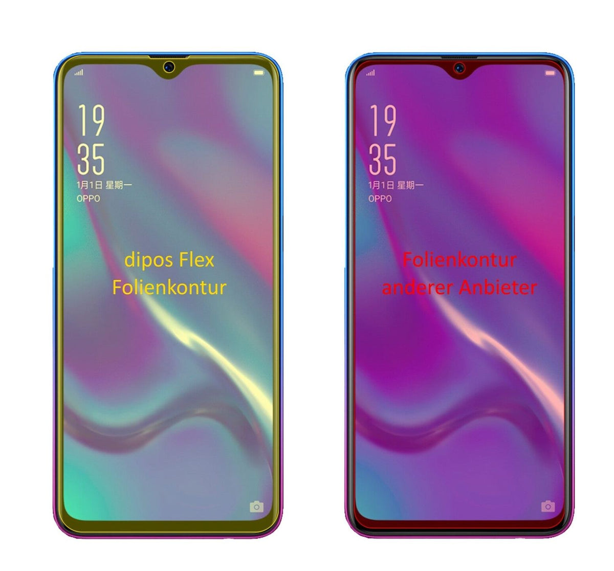 3x Screen Protector for Oppo K1 Protective Film covers 100% dipos Flex