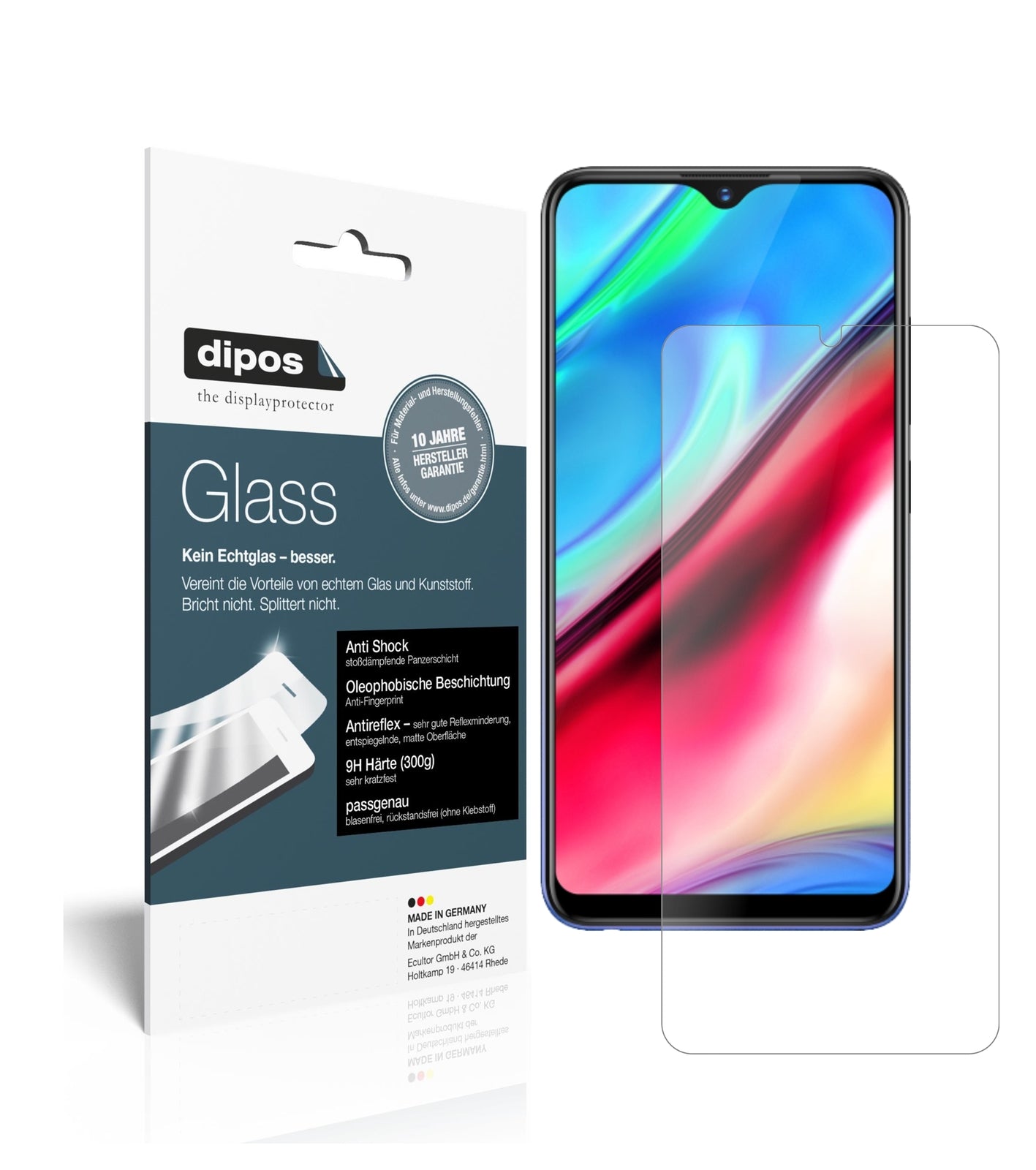 Matte Displayschutzfolie von dipos passend für Vivo Y93, 9H kratzfest und blasenfrei montiert