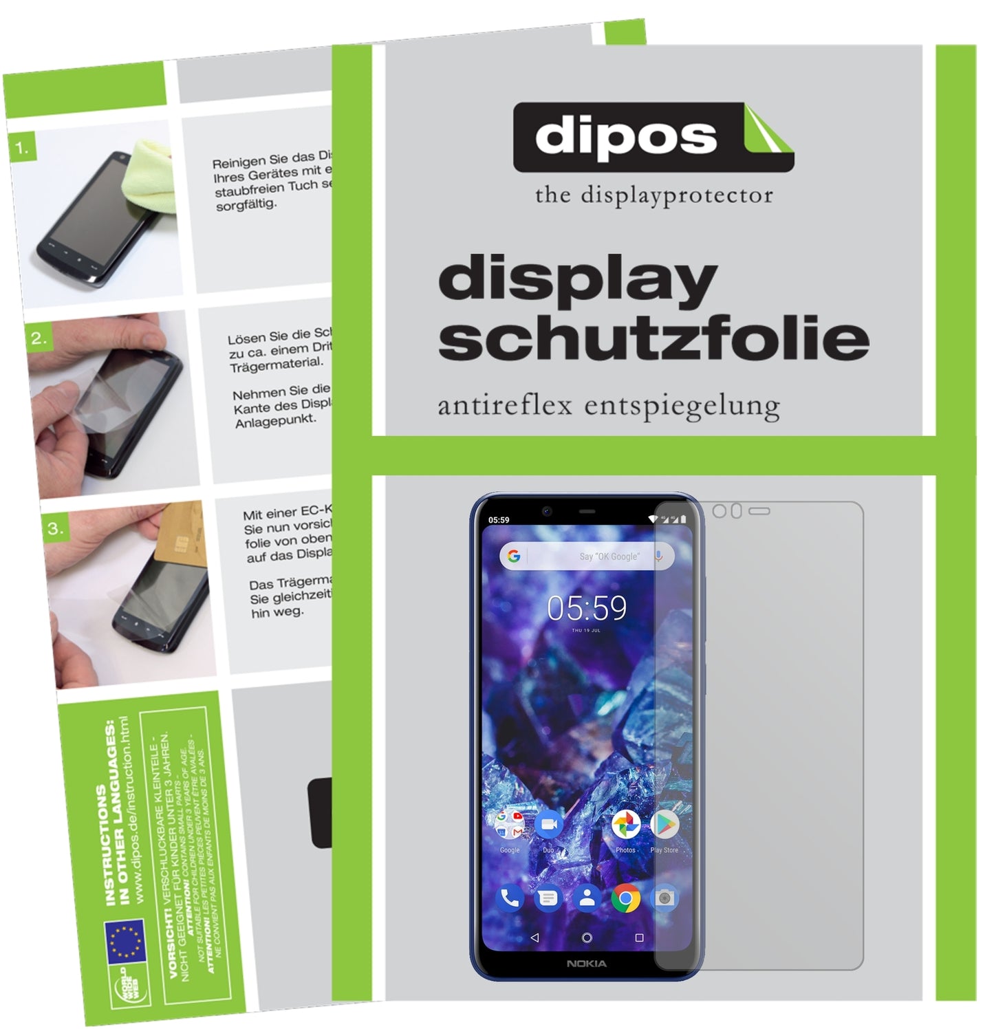 Matte Displayschutzfolie von dipos passend für Nokia 5.1 Plus, präziser Zuschnitt und blasenfrei montiert