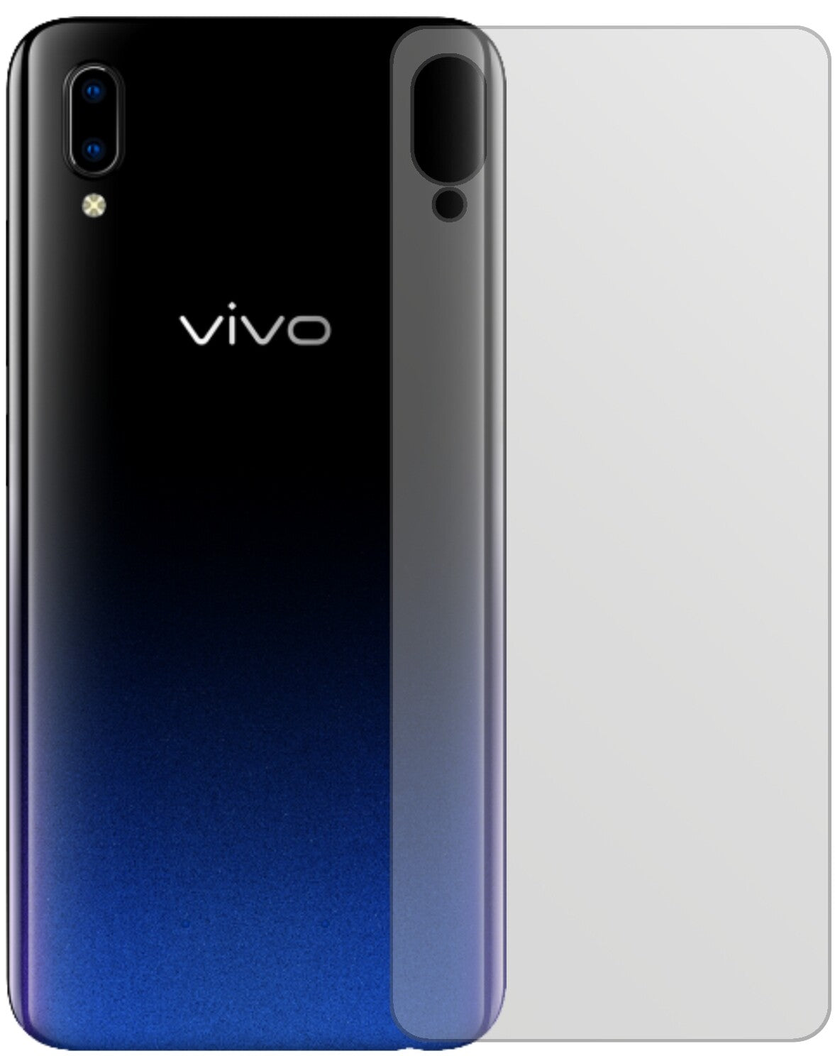 VivoY93s Rückseite mit aufgebrachter dipos Displayschutzfolie, die lästige Fingerabdrücke minimiert