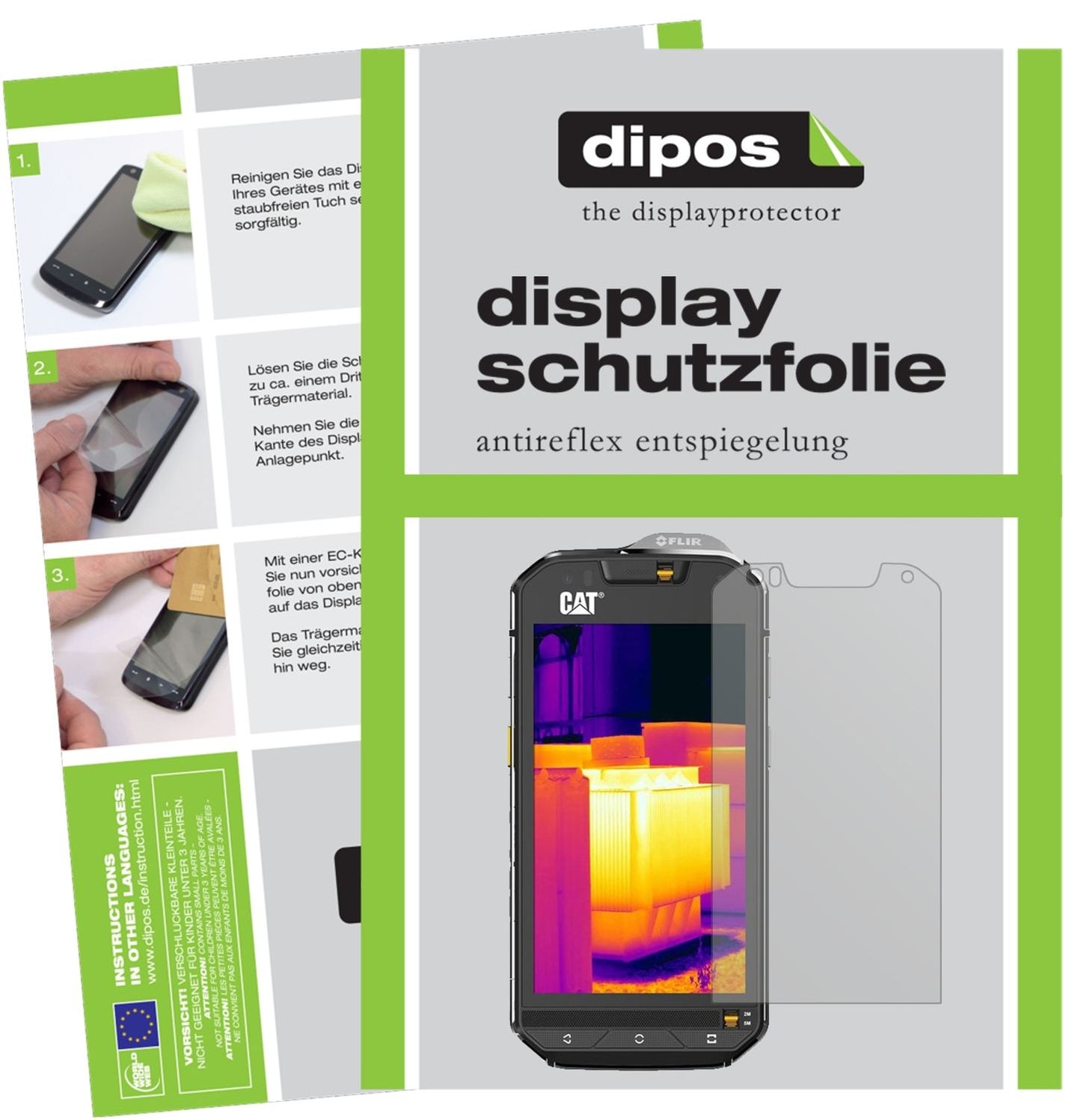 Matte Displayschutzfolie von dipos passend für Caterpillar CAT S60, präziser Zuschnitt und blasenfrei montiert