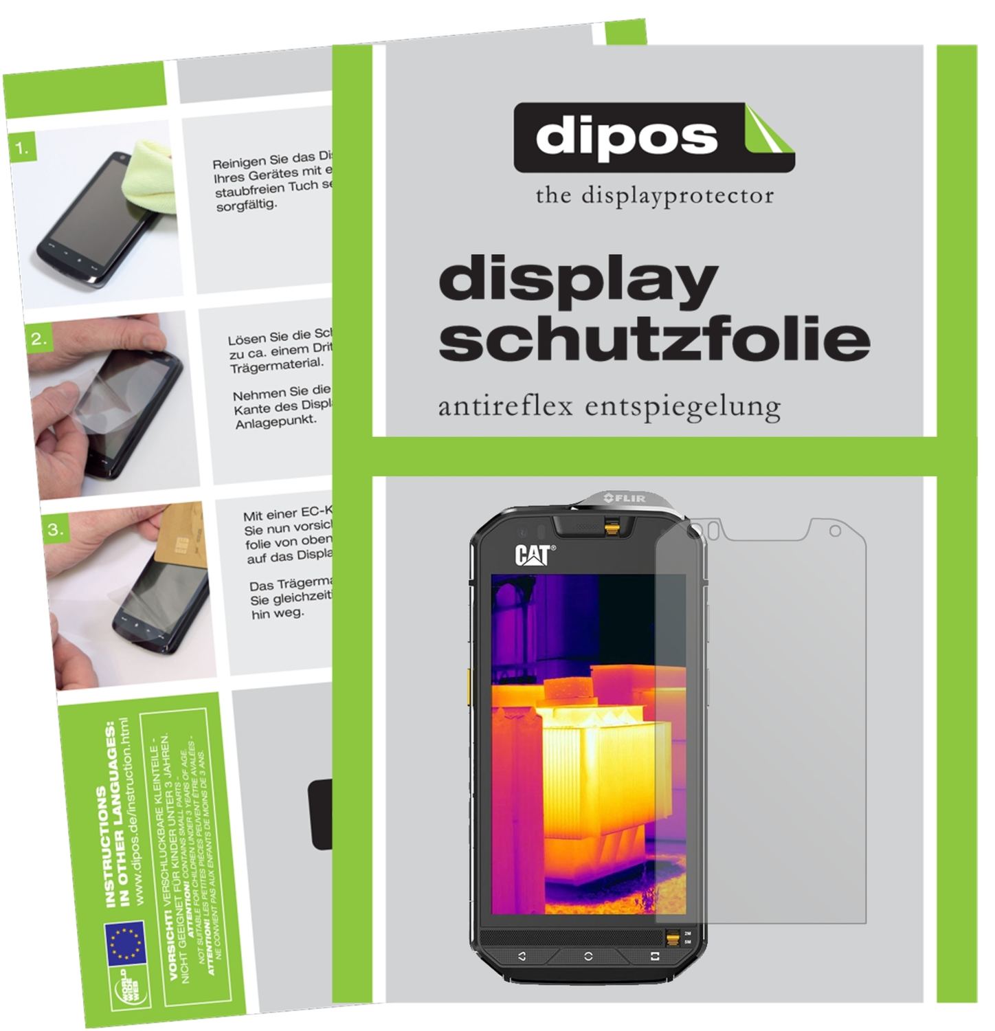 Matte Displayschutzfolie von dipos passend für Caterpillar CAT S60, präziser Zuschnitt und blasenfrei montiert