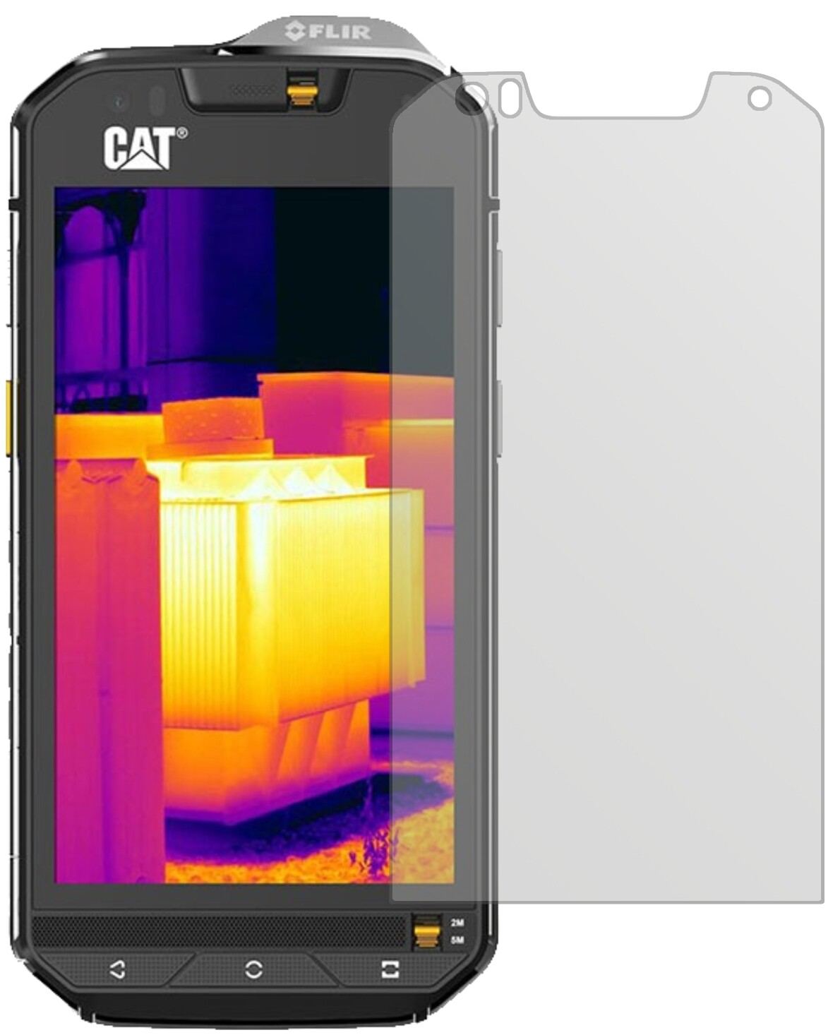 CaterpillarCAT S60 mit aufgebrachter dipos Displayschutzfolie, die lästige Fingerabdrücke minimiert